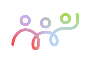 Zeigt eine Linie, die die Silhouette von drei Personen, die nebeneinanderstehen, darstellt